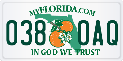 FL license plate 0380AQ