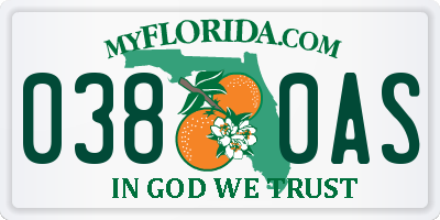 FL license plate 0380AS