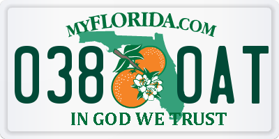 FL license plate 0380AT