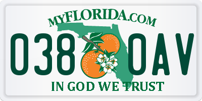 FL license plate 0380AV