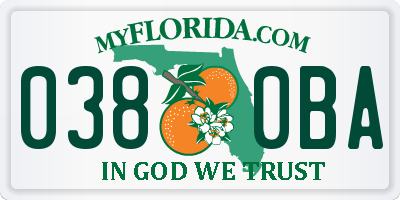 FL license plate 0380BA