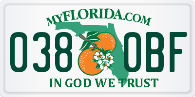 FL license plate 0380BF