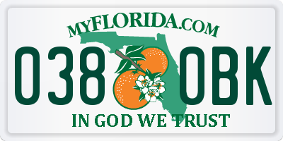 FL license plate 0380BK