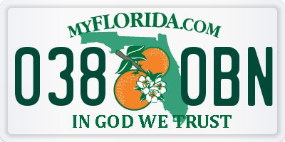 FL license plate 0380BN