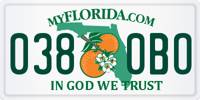 FL license plate 0380BO