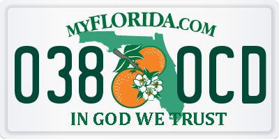 FL license plate 0380CD
