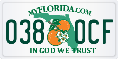 FL license plate 0380CF