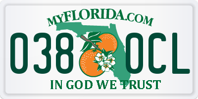 FL license plate 0380CL