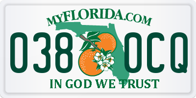 FL license plate 0380CQ