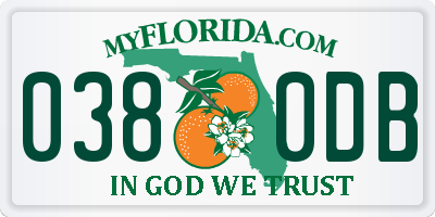 FL license plate 0380DB