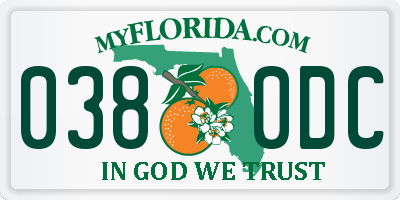 FL license plate 0380DC