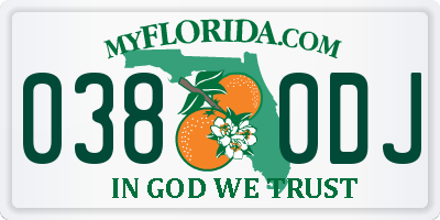 FL license plate 0380DJ