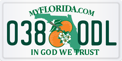 FL license plate 0380DL
