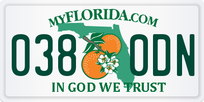 FL license plate 0380DN
