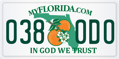 FL license plate 0380DO