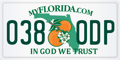 FL license plate 0380DP