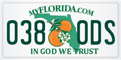 FL license plate 0380DS