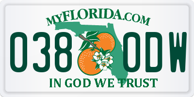 FL license plate 0380DW