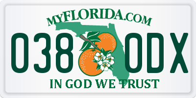 FL license plate 0380DX