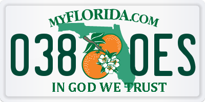 FL license plate 0380ES