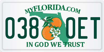 FL license plate 0380ET