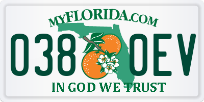 FL license plate 0380EV