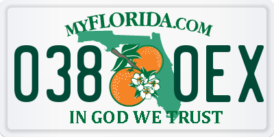 FL license plate 0380EX