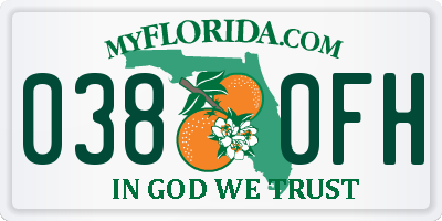FL license plate 0380FH