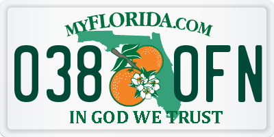 FL license plate 0380FN