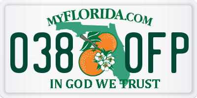 FL license plate 0380FP