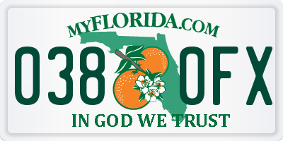 FL license plate 0380FX