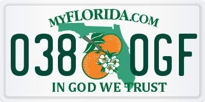 FL license plate 0380GF