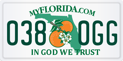 FL license plate 0380GG