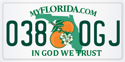 FL license plate 0380GJ