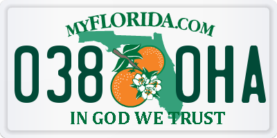 FL license plate 0380HA
