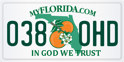 FL license plate 0380HD