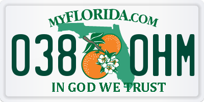 FL license plate 0380HM