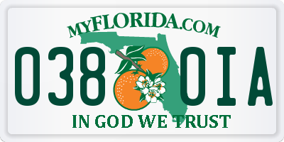 FL license plate 0380IA
