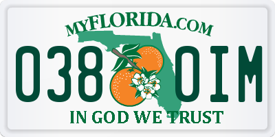 FL license plate 0380IM