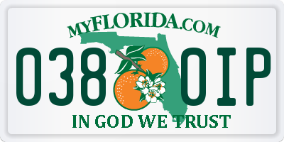 FL license plate 0380IP