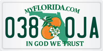 FL license plate 0380JA