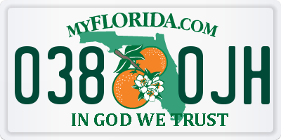 FL license plate 0380JH