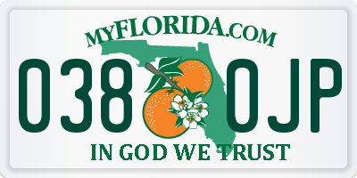 FL license plate 0380JP