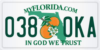 FL license plate 0380KA