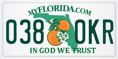 FL license plate 0380KR