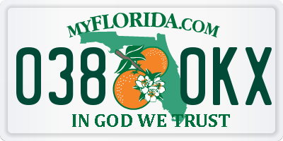 FL license plate 0380KX