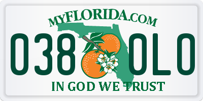 FL license plate 0380LO