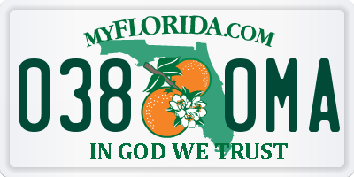 FL license plate 0380MA