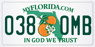 FL license plate 0380MB