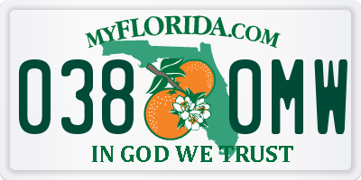 FL license plate 0380MW